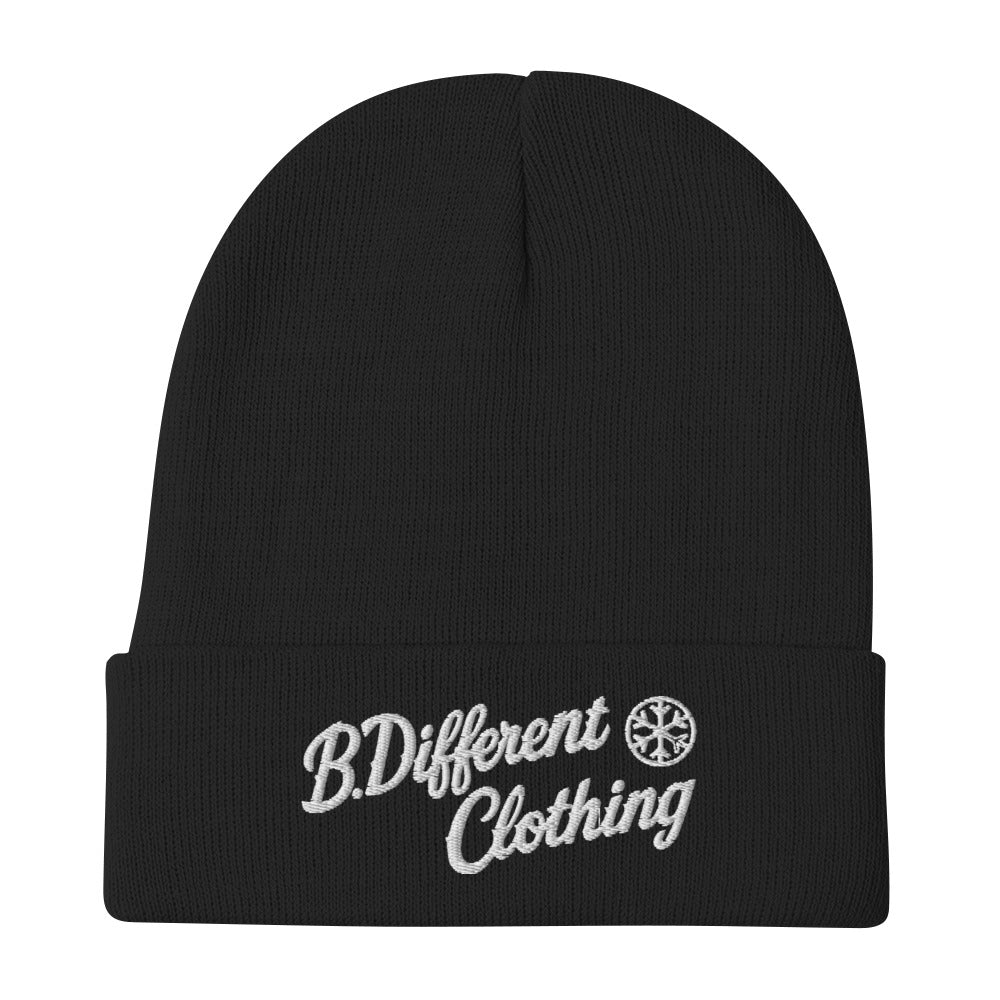 Black-The League Beanie Hat from B.Different Clothing, flat view, graffiti-inspired streetwear