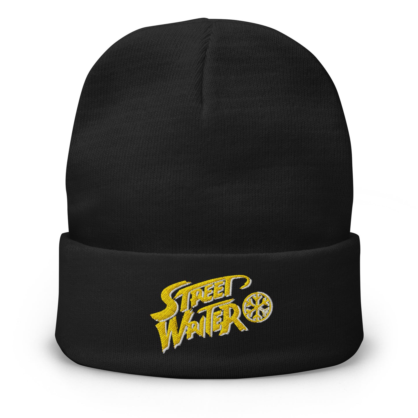Black-Street Writer Graffiti Beanie Hat from B.Different Clothing, front view, graffiti-inspired streetwear