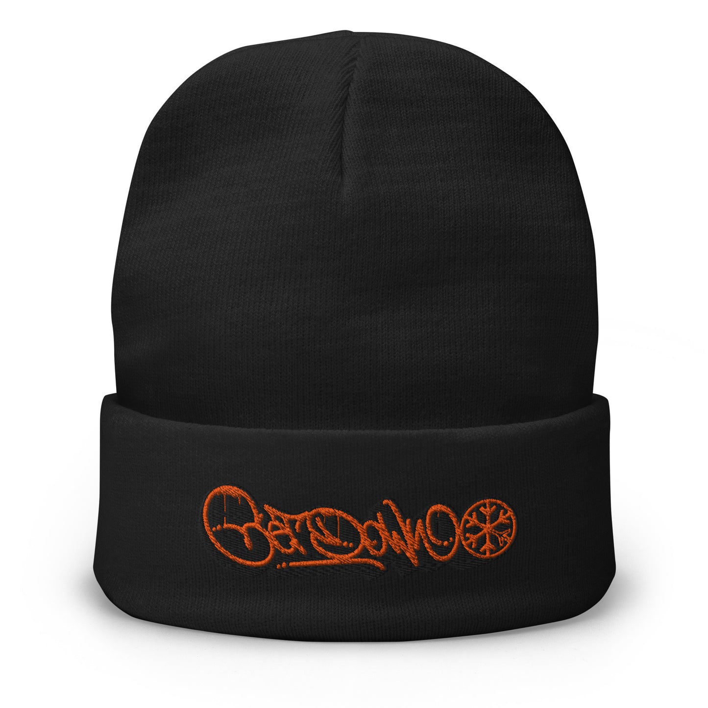 Black-Get Down Graffiti Tag Beanie Hat from B.Different Clothing, front view, graffiti-inspired streetwear