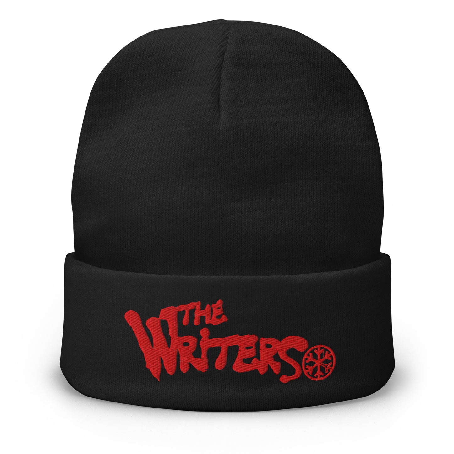Black-The Writers Graffiti Lettering Beanie Hat from B.Different Clothing, front view, graffiti-inspired streetwear