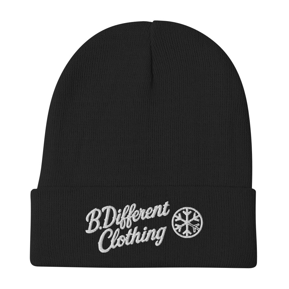Black-The League Beanie Hat from B.Different Clothing, flat view, graffiti-inspired streetwear