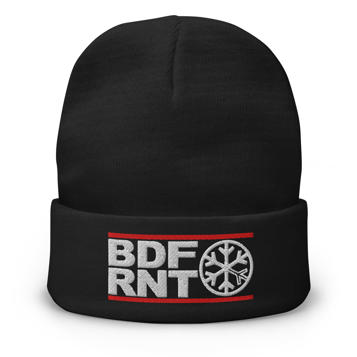 Black-BDFRNT OG Logo Beanie from B.Different Clothing, front view, graffiti-inspired streetwear
