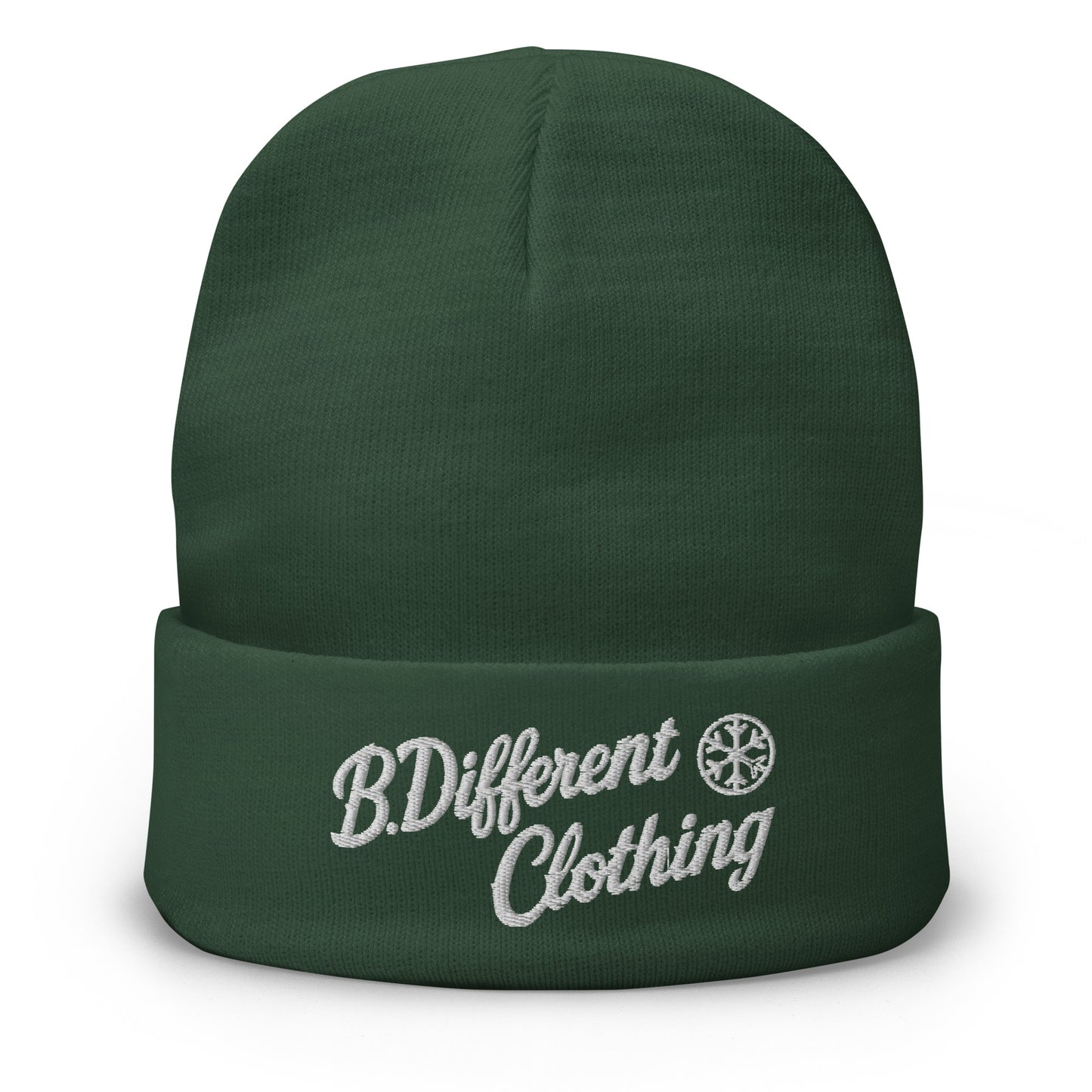 Green-The League Beanie Hat from B.Different Clothing, front view, graffiti-inspired streetwear