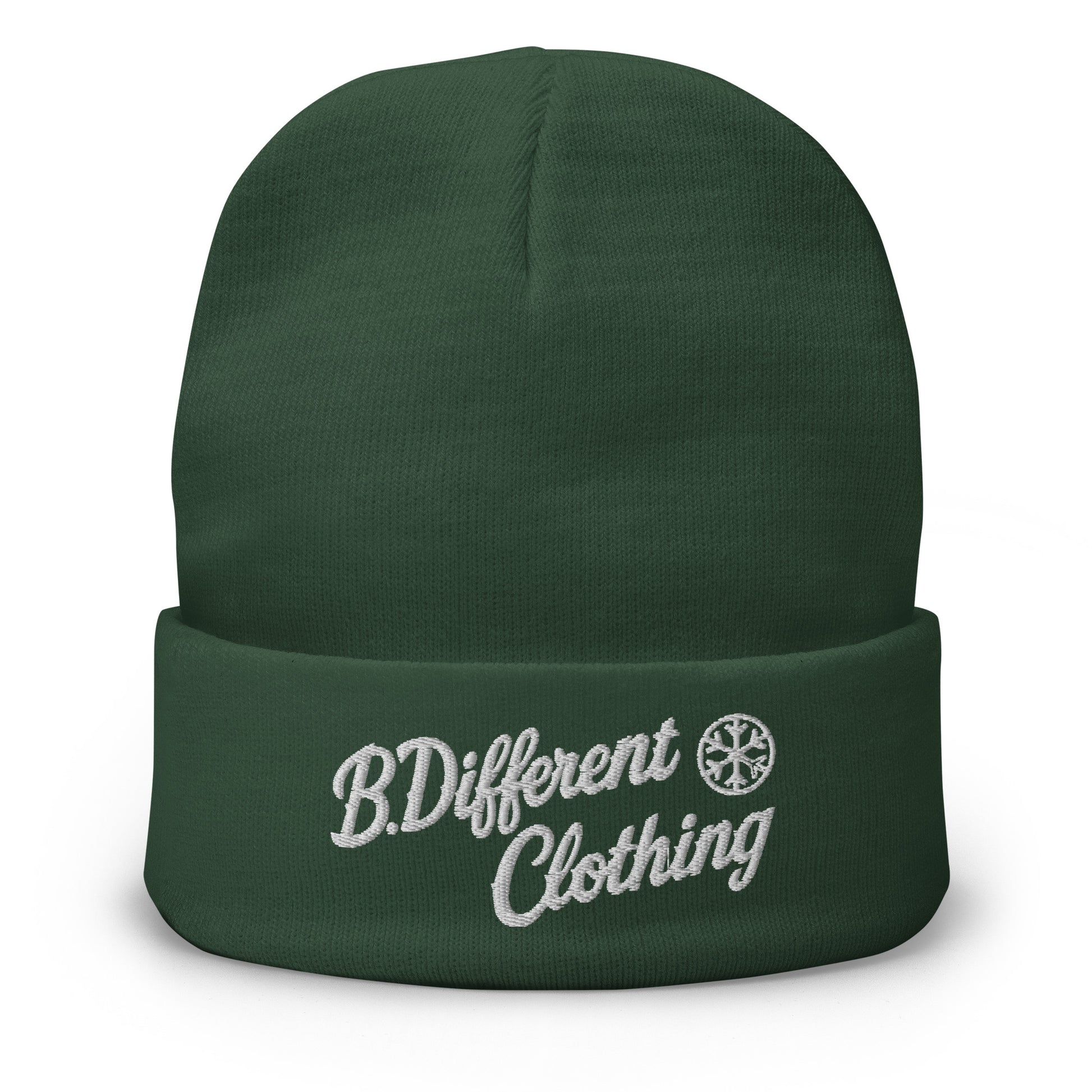 Green-The League Beanie Hat from B.Different Clothing, front view, graffiti-inspired streetwear