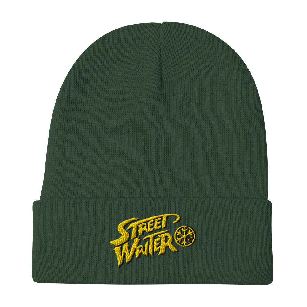 Green-Street Writer Graffiti Beanie Hat from B.Different Clothing, flat view, graffiti-inspired streetwear