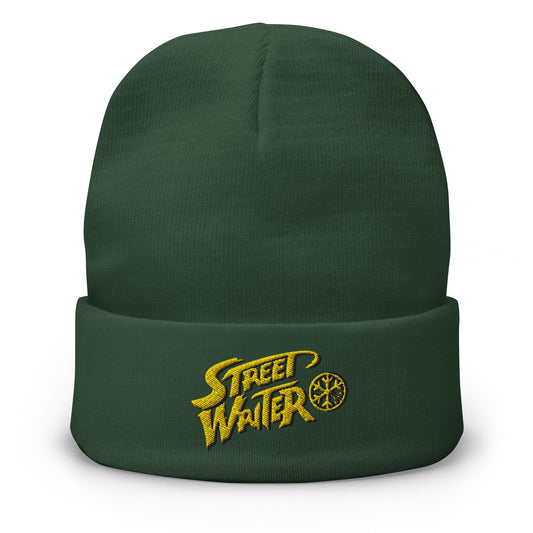 Green-Street Writer Graffiti Beanie Hat from B.Different Clothing, front view, graffiti-inspired streetwear