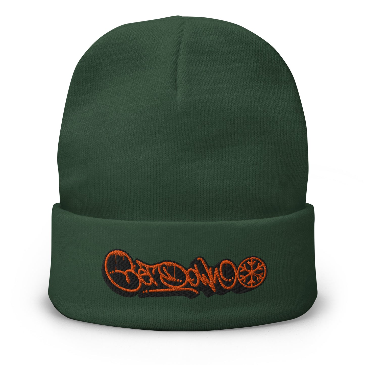 Green-Get Down Graffiti Tag Beanie Hat from B.Different Clothing, front view, graffiti-inspired streetwear