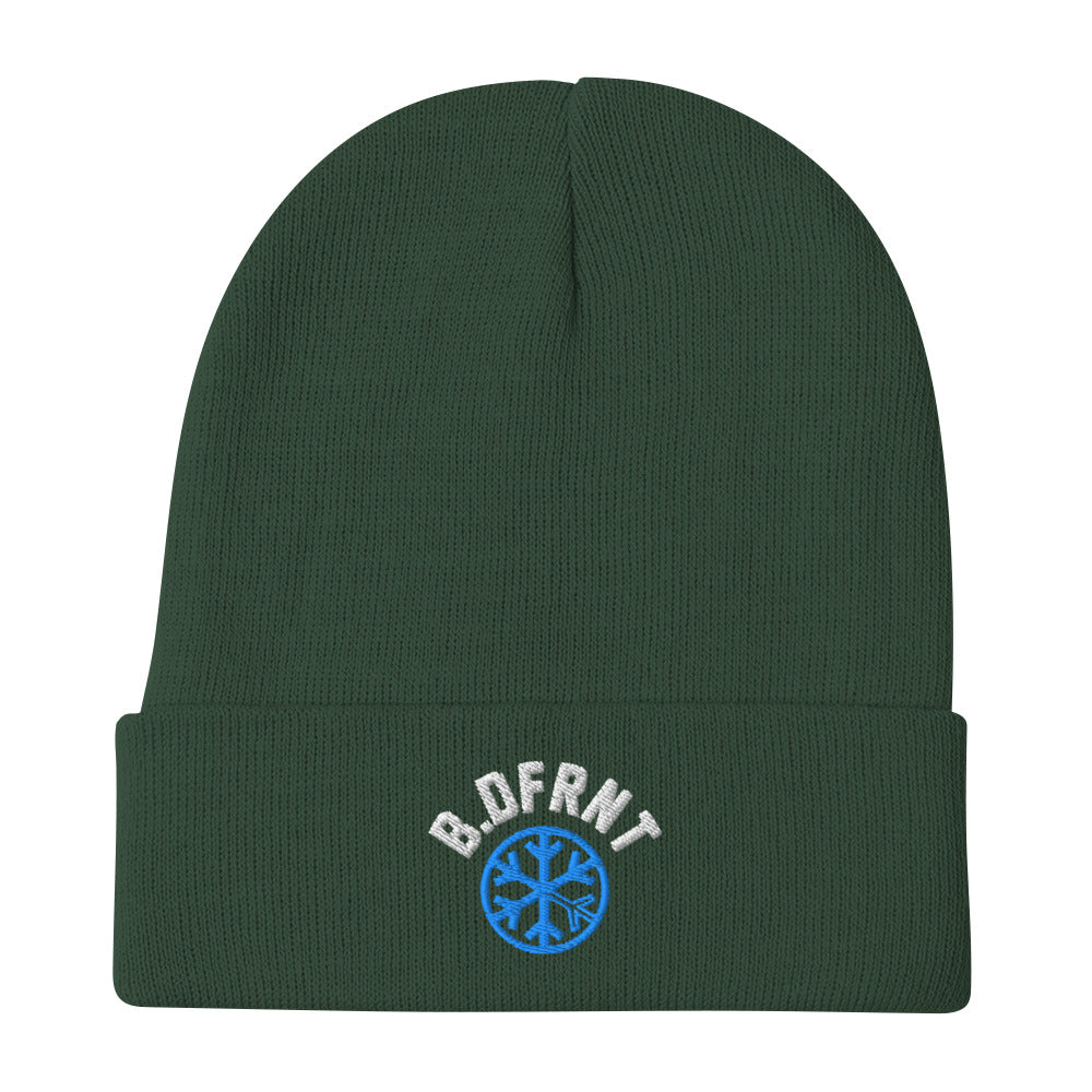 Green-B.DFRNT Beanie Hat from B.Different Clothing, flat view, graffiti-inspired streetwear