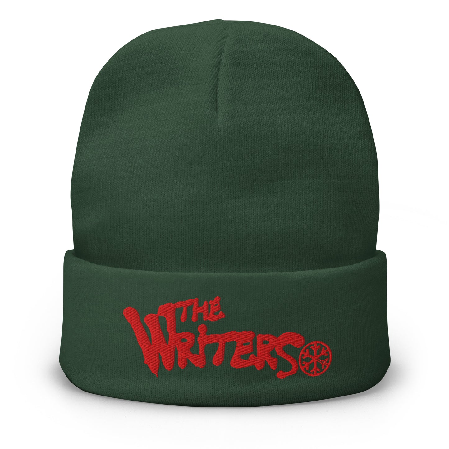 Green-The Writers Graffiti Lettering Beanie Hat from B.Different Clothing, front view, graffiti-inspired streetwear