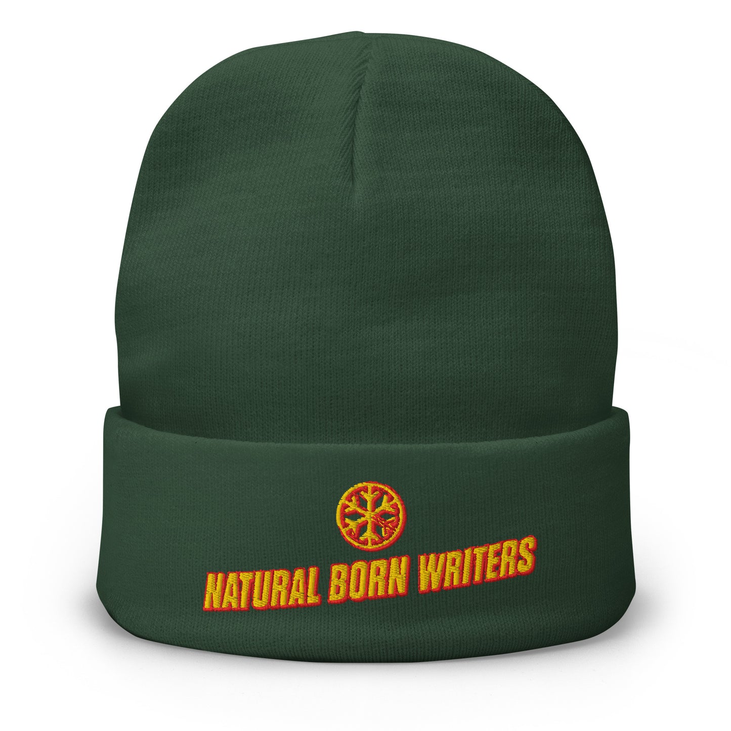 Green-Natural Born Writers Graffiti Beanie Hat from B.Different Clothing, front view, graffiti-inspired streetwear