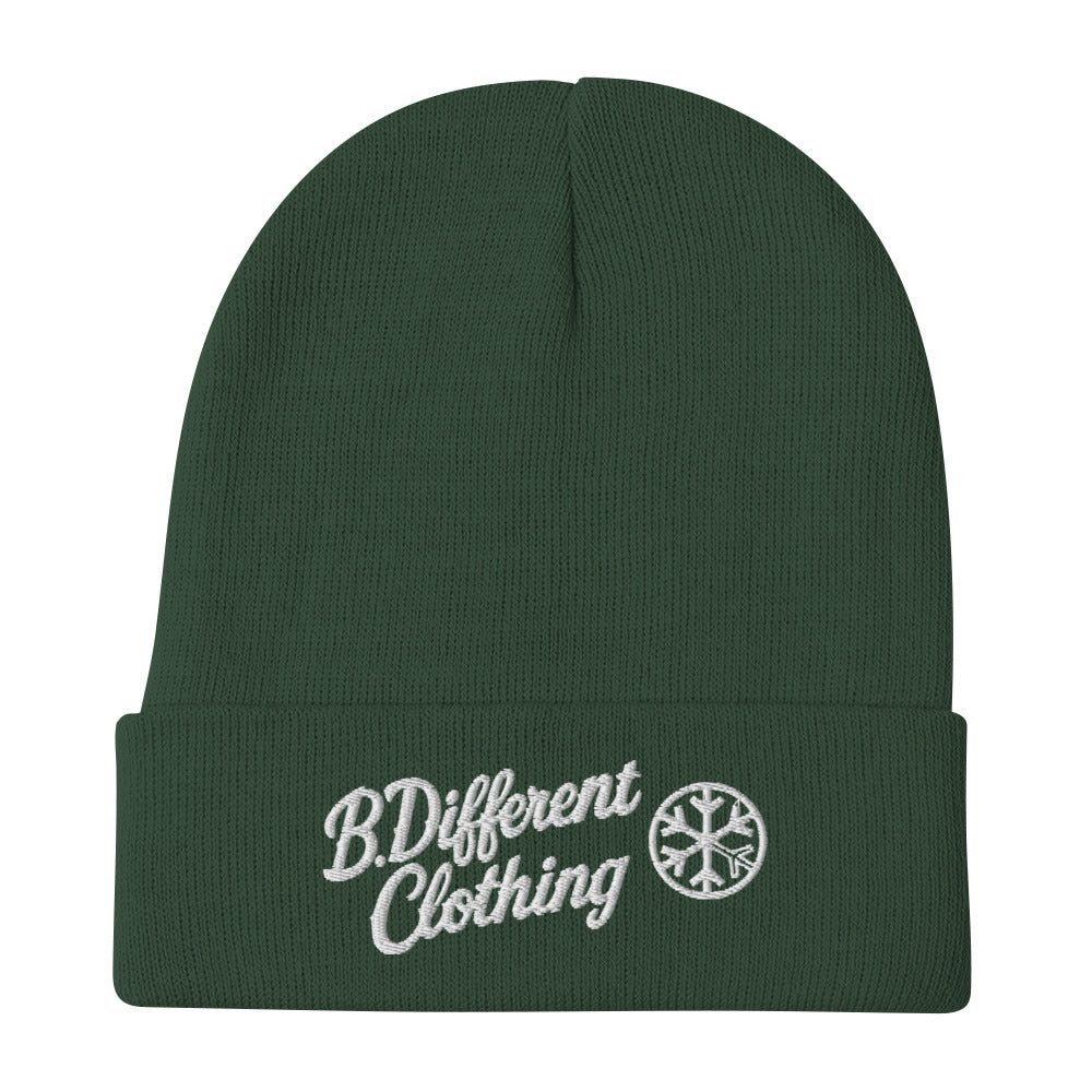 Green-The League Beanie Hat from B.Different Clothing, flat view, graffiti-inspired streetwear
