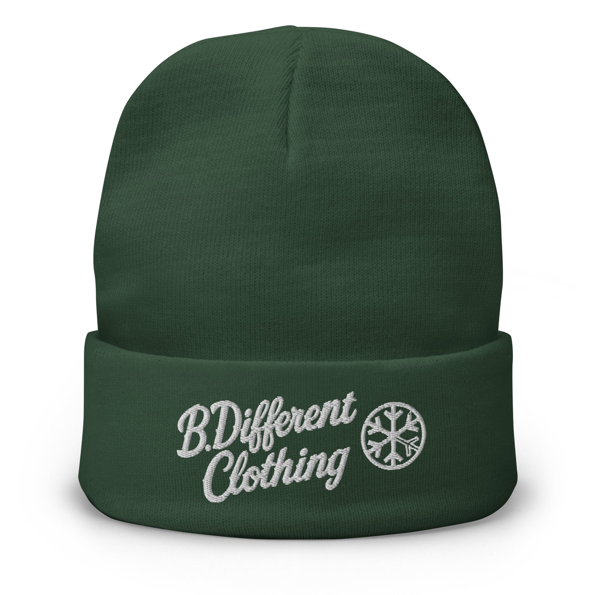 Green-The League Beanie Hat from B.Different Clothing, front view, graffiti-inspired streetwear