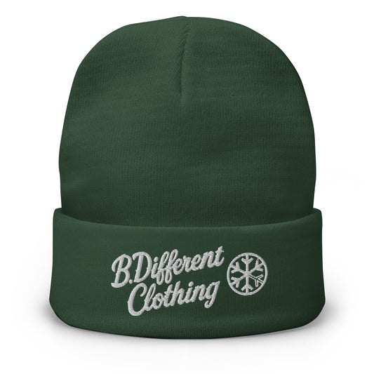 Green-The League Beanie Hat from B.Different Clothing, front view, graffiti-inspired streetwear