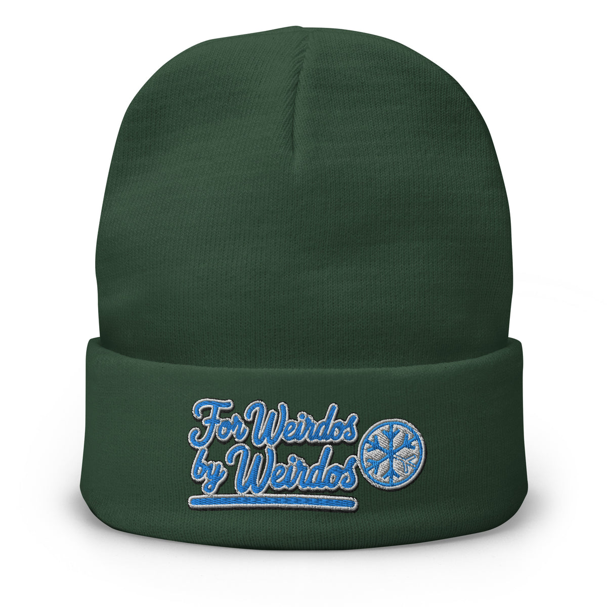 Green-For Weirdos by Weirdos Beanie Hat from B.Different Clothing, front view, graffiti-inspired streetwear