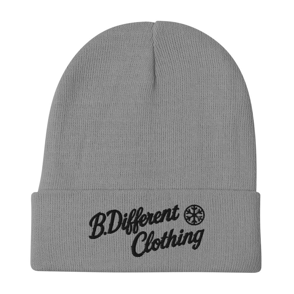 Gray-The League Beanie Hat from B.Different Clothing, flat view, graffiti-inspired streetwear