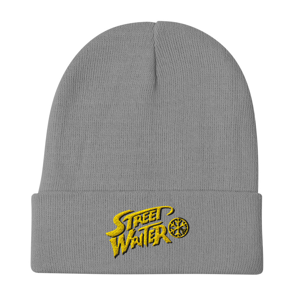 Gray-Street Writer Graffiti Beanie Hat from B.Different Clothing, flat view, graffiti-inspired streetwear