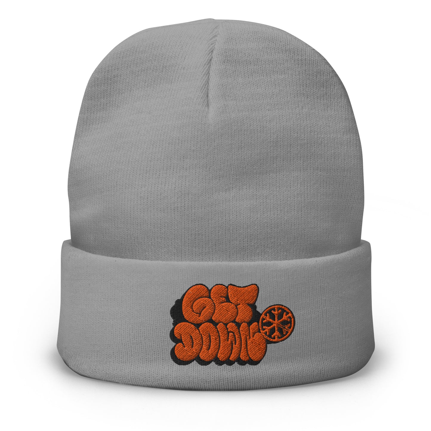 Gray-Get Down Graffiti Throw-up Beanie Hat from B.Different Clothing, front view, graffiti-inspired streetwear