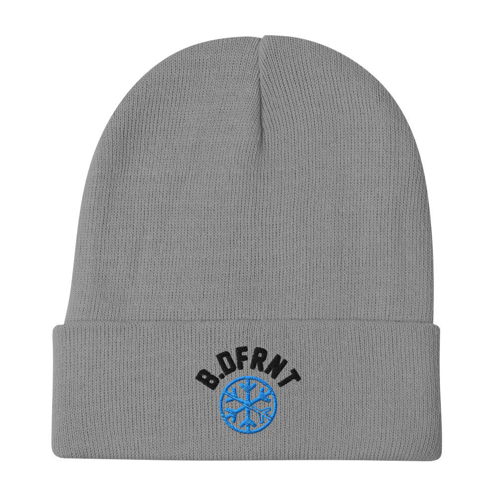 Gray-B.DFRNT Beanie Hat from B.Different Clothing, flat view, graffiti-inspired streetwear