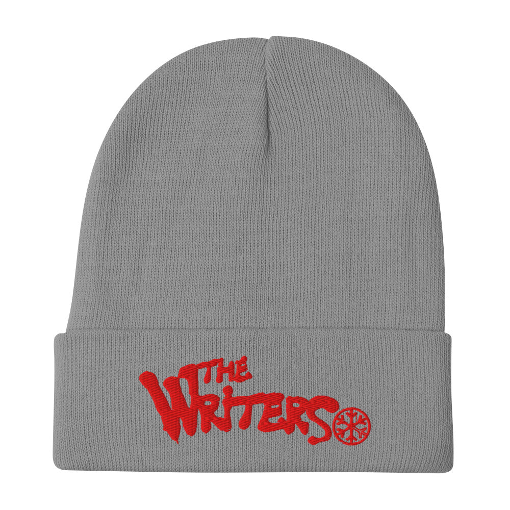 Gray-The Writers Graffiti Lettering Beanie Hat from B.Different Clothing, flat view, graffiti-inspired streetwear
