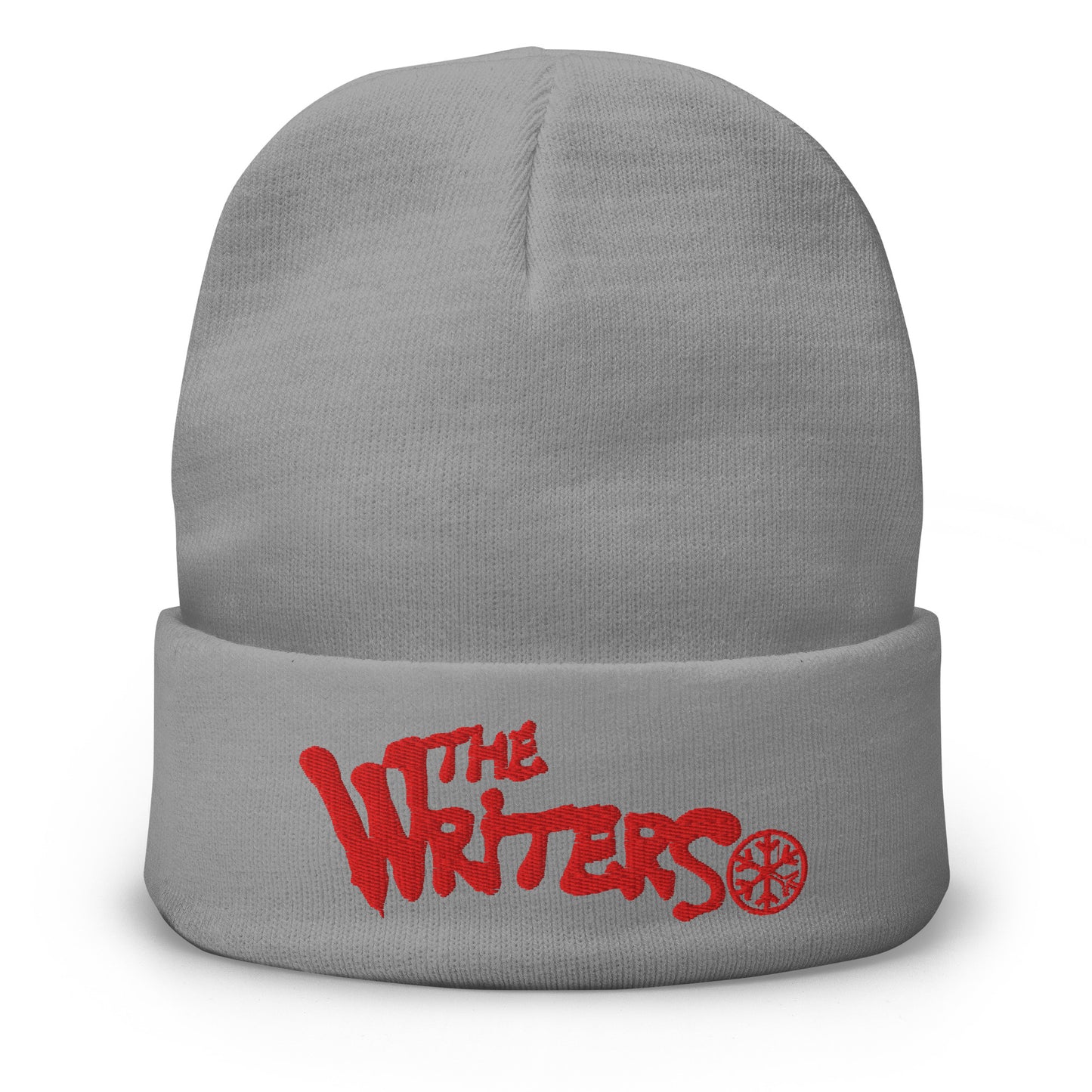 Gray-The Writers Graffiti Lettering Beanie Hat from B.Different Clothing, front view, graffiti-inspired streetwear