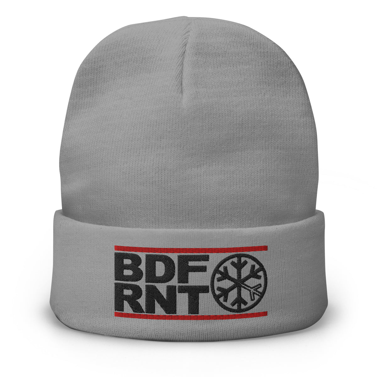 Gray-BDFRNT OG Logo Beanie from B.Different Clothing, front view, graffiti-inspired streetwear