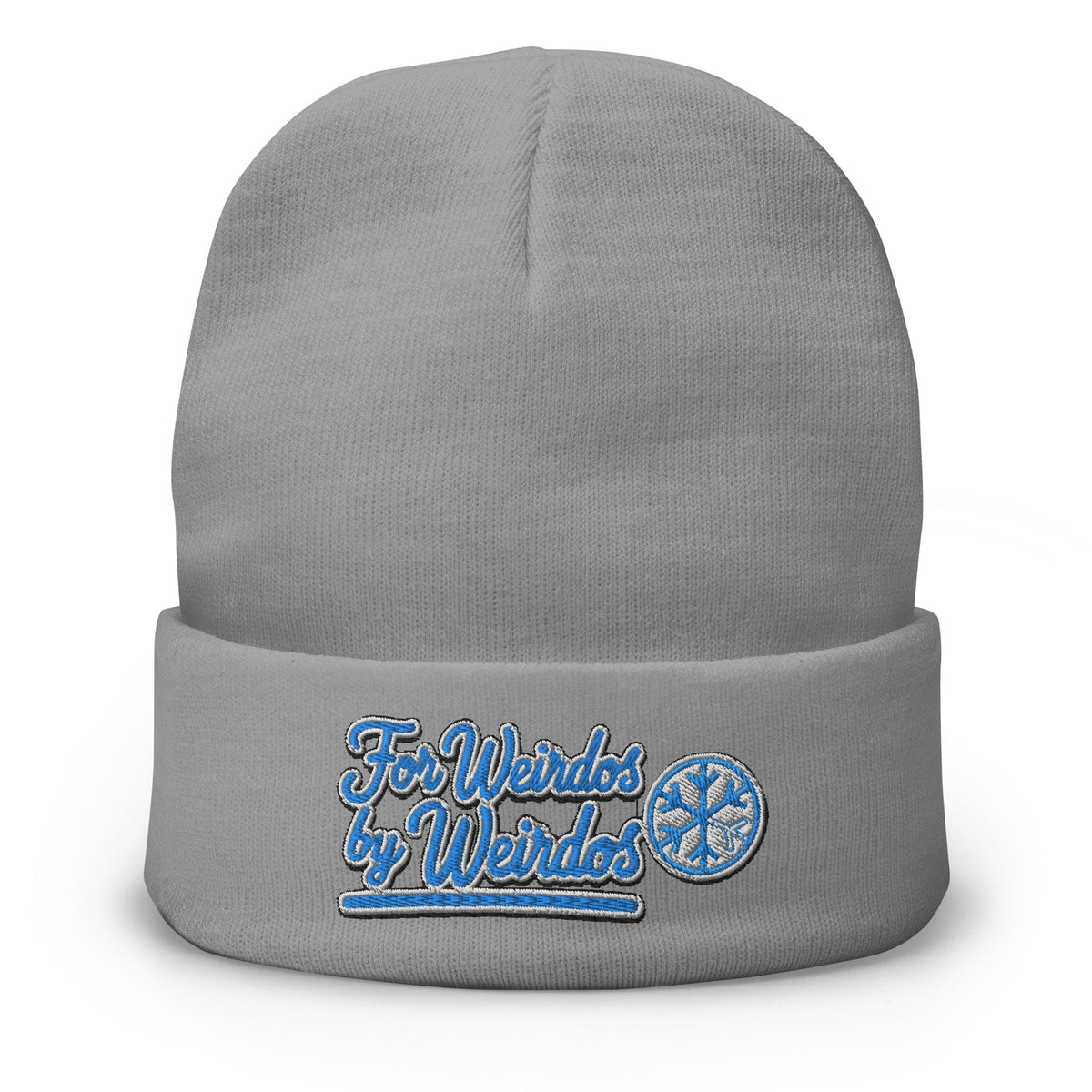 Gray-For Weirdos by Weirdos Beanie Hat from B.Different Clothing, front view, graffiti-inspired streetwear