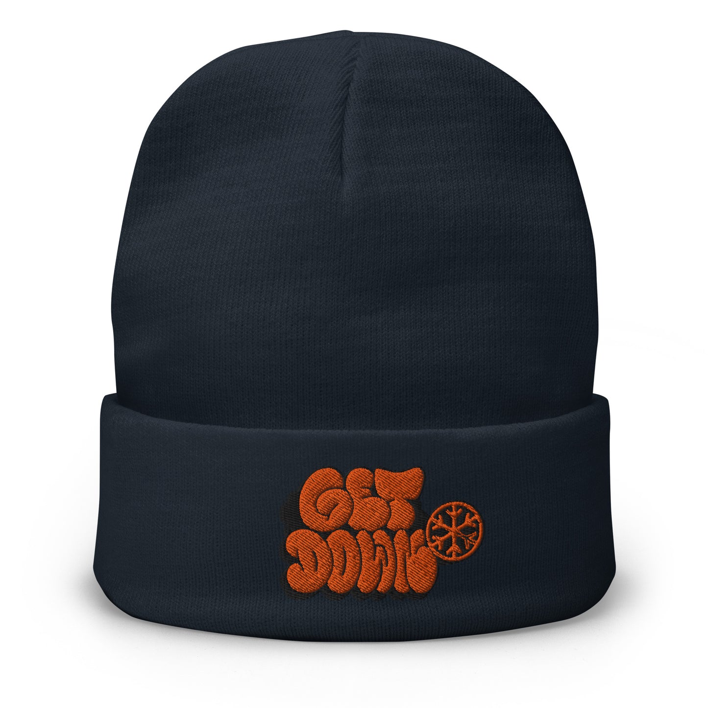 Navy-Get Down Graffiti Throw-up Beanie Hat from B.Different Clothing, front view, graffiti-inspired streetwear