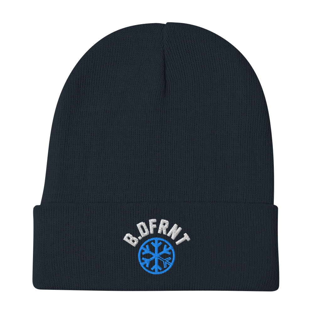 Navy-B.DFRNT Beanie Hat from B.Different Clothing, flat view, graffiti-inspired streetwear