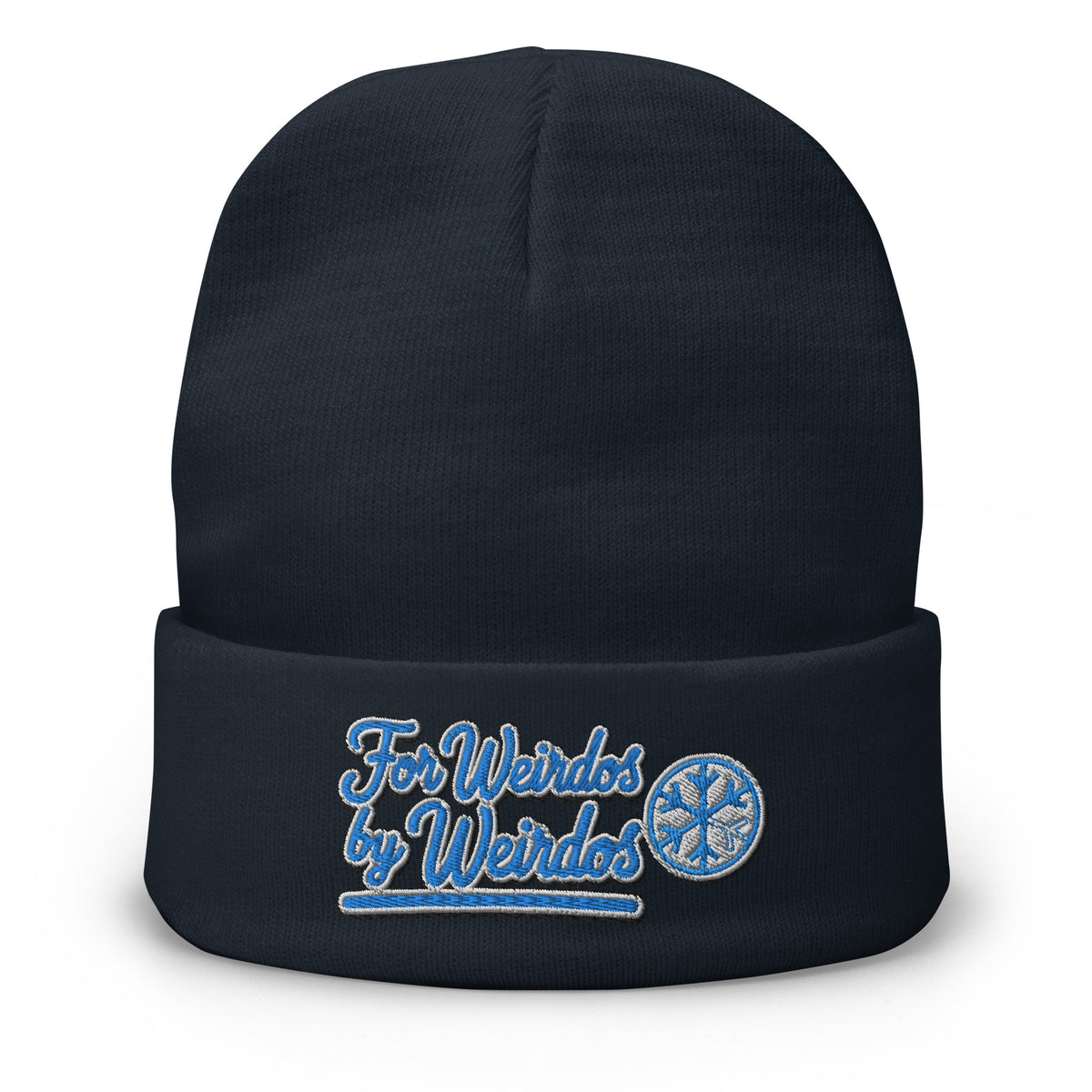 Navy-For Weirdos by Weirdos Beanie Hat from B.Different Clothing, front view, graffiti-inspired streetwear