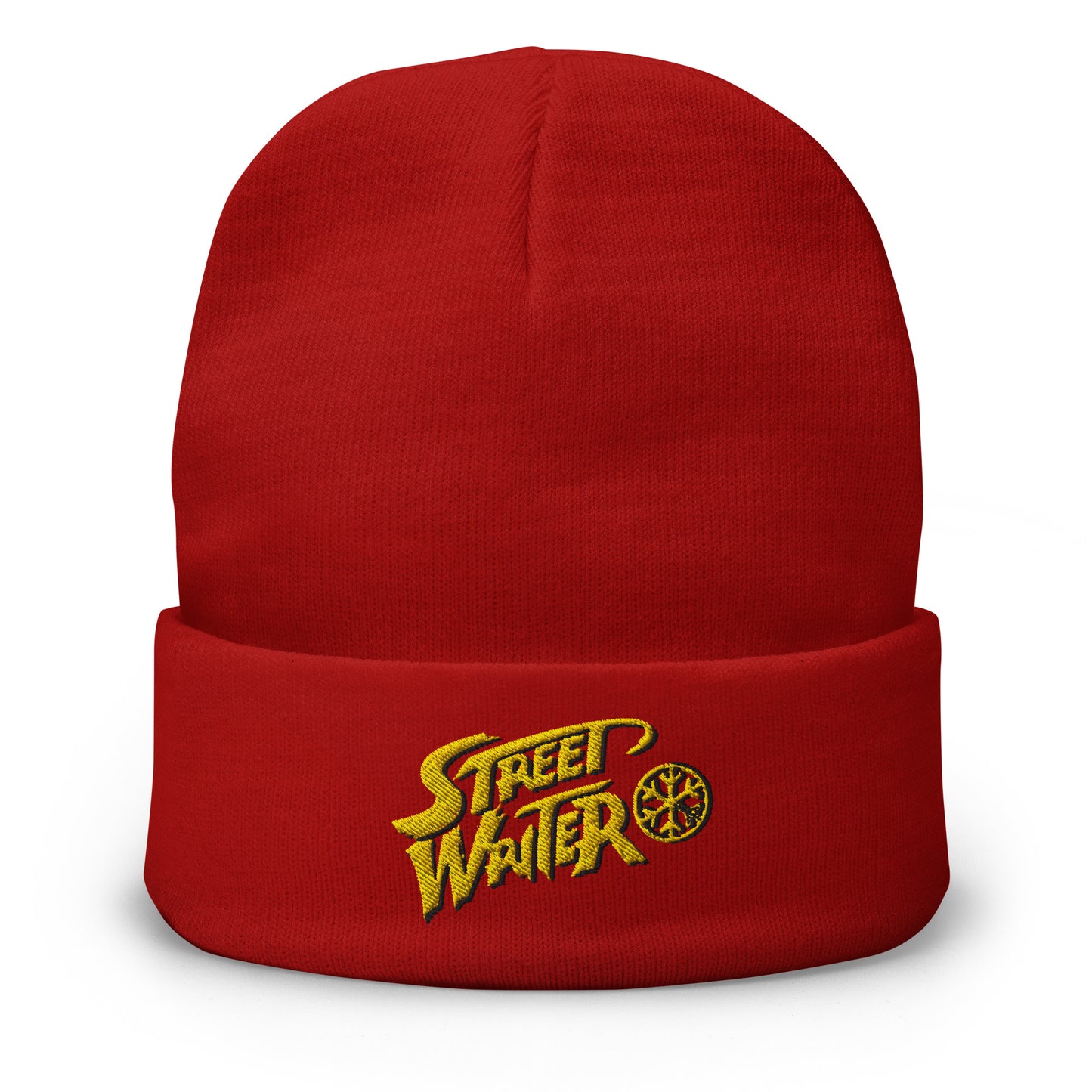 Red-Street Writer Graffiti Beanie Hat from B.Different Clothing, front view, graffiti-inspired streetwear