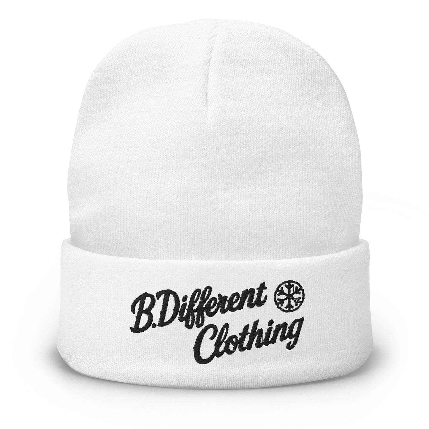 White-The League Beanie Hat from B.Different Clothing, front view, graffiti-inspired streetwear