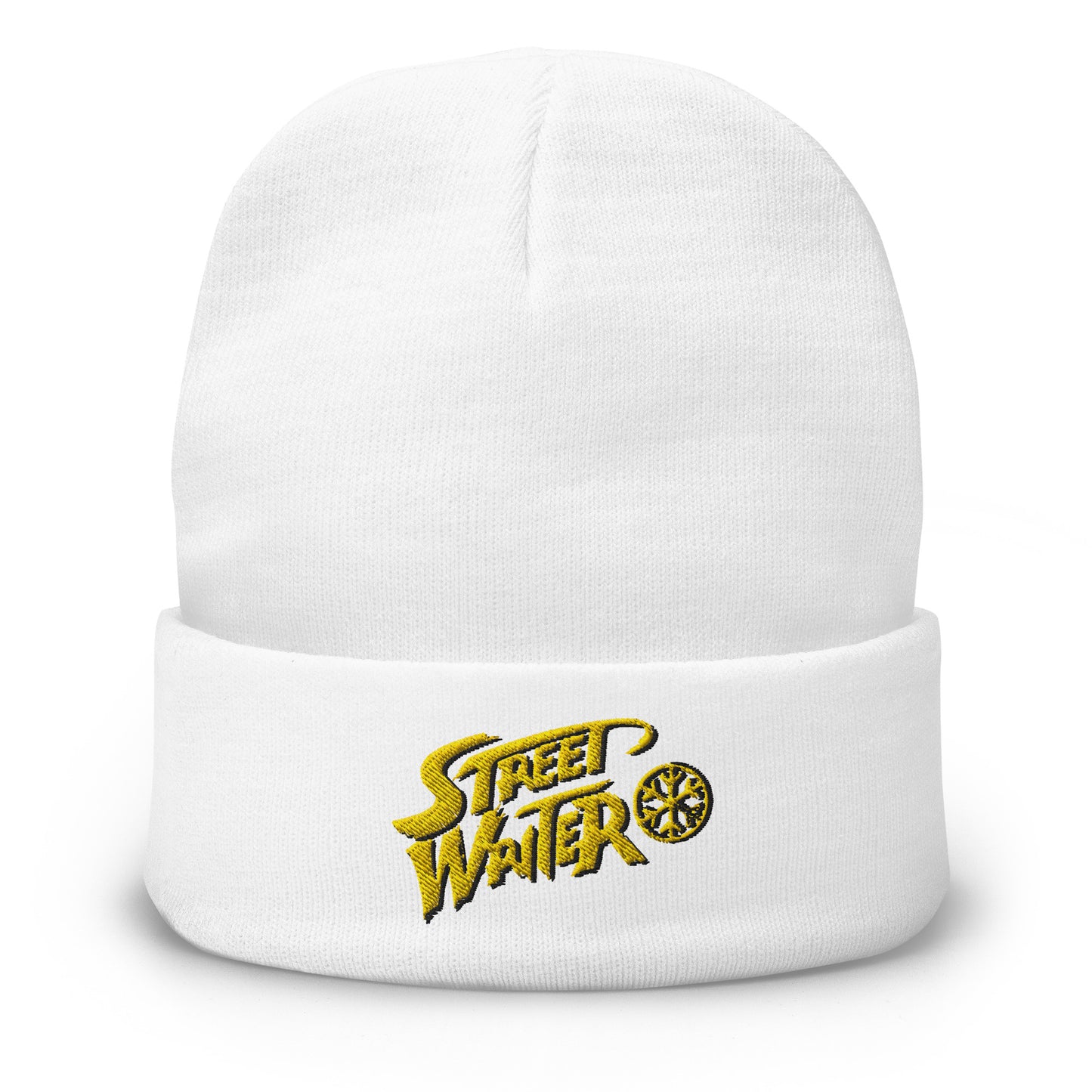 White-Street Writer Graffiti Beanie Hat from B.Different Clothing, front view, graffiti-inspired streetwear