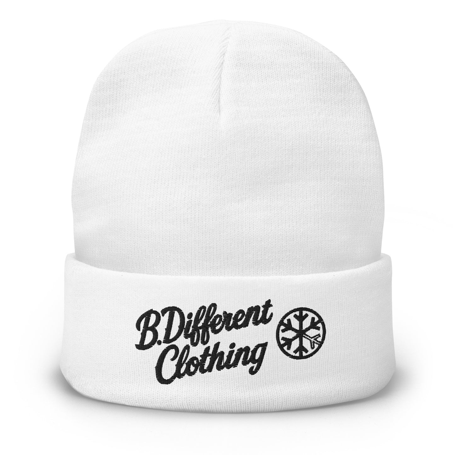 White-The League Beanie Hat from B.Different Clothing, front view, graffiti-inspired streetwear