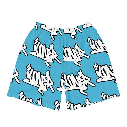 front of Loner tag shorts summer sky by B.Different Clothing independent streetwear inspired by street art graffiti