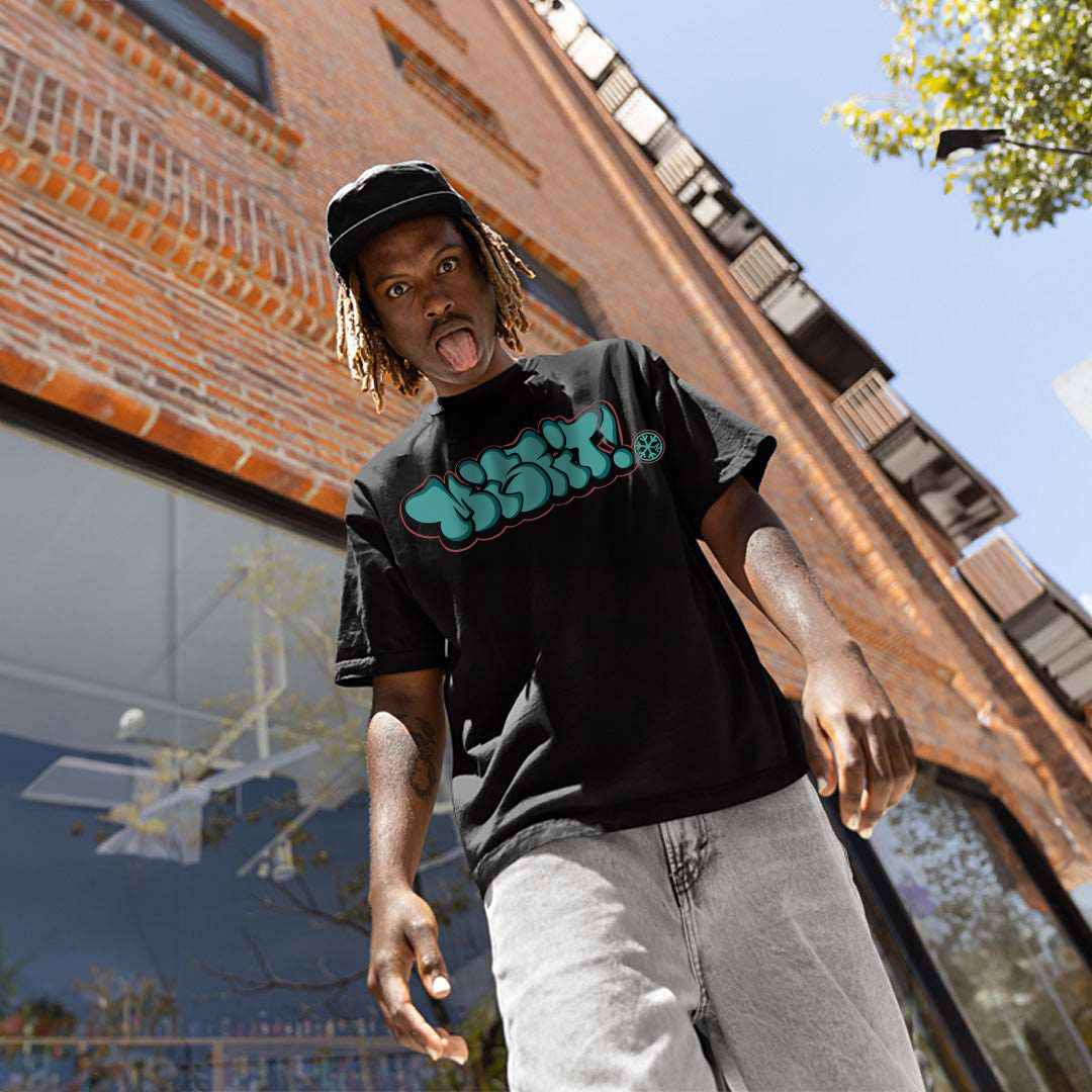 Black-Misfit Graffiti Throwie Tee from B.Different Clothing, male model, graffiti-inspired streetwear t-shirt