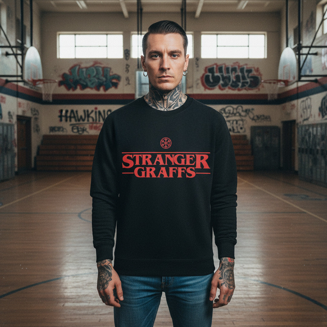 Black-Stranger Graffs Tank Top from B.Different Clothing, male model, graffiti-inspired streetwear