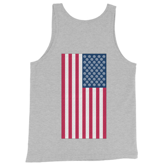 Gray-Flag Graffiti Tank Top from B.Different Clothing, back view, graffiti-inspired streetwear