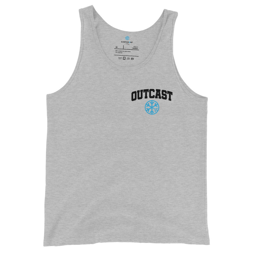 Gray-Outcast Graffiti Character Tank Top from B.Different Clothing, front view, graffiti-inspired streetwear