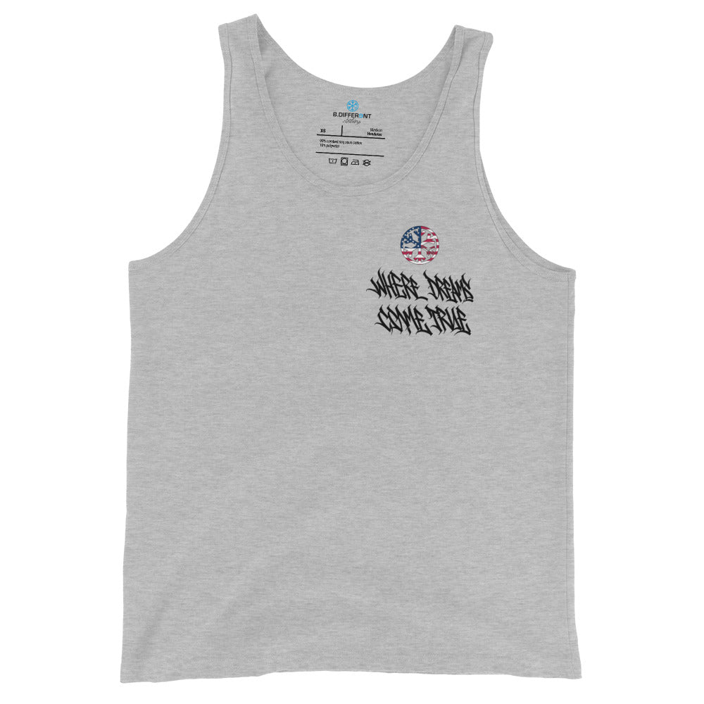 Gray-Flag Graffiti Tank Top from B.Different Clothing, front view, graffiti-inspired streetwear