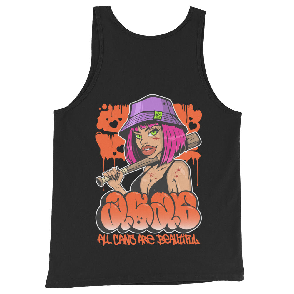 Black-ACAB Girl Graffiti Tank Top from B.Different Clothing, back view, graffiti-inspired streetwear