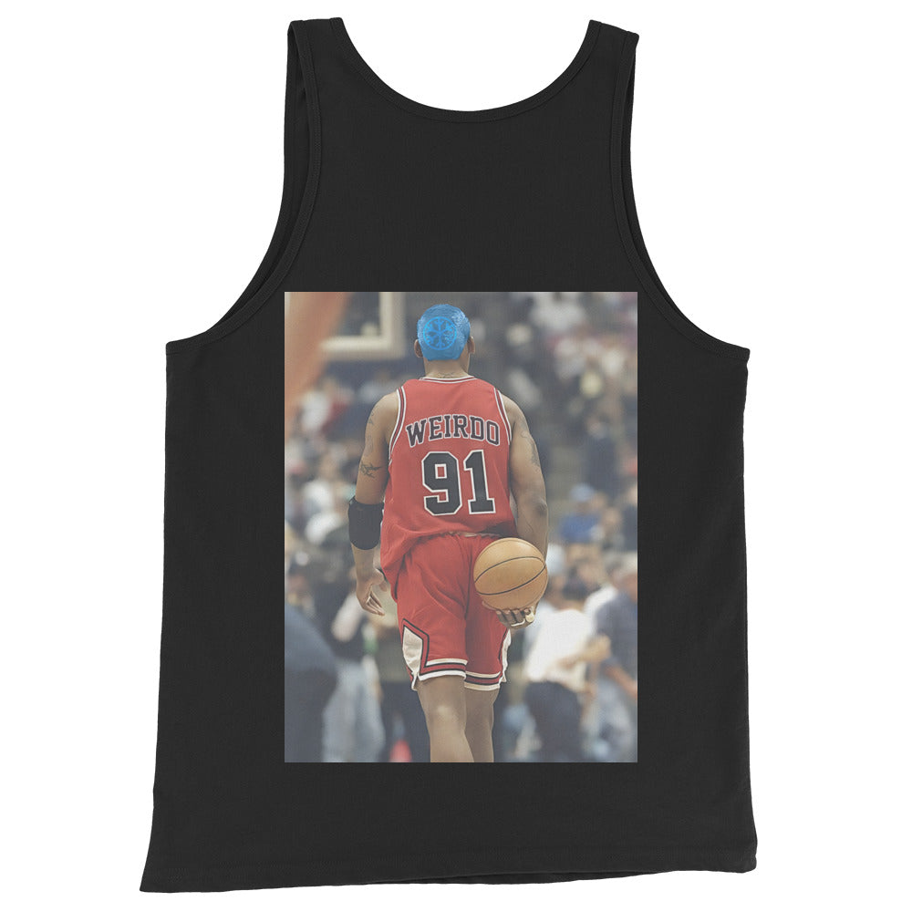 Black-Dennis Graffiti Tank Top from B.Different Clothing, back view, graffiti-inspired streetwear