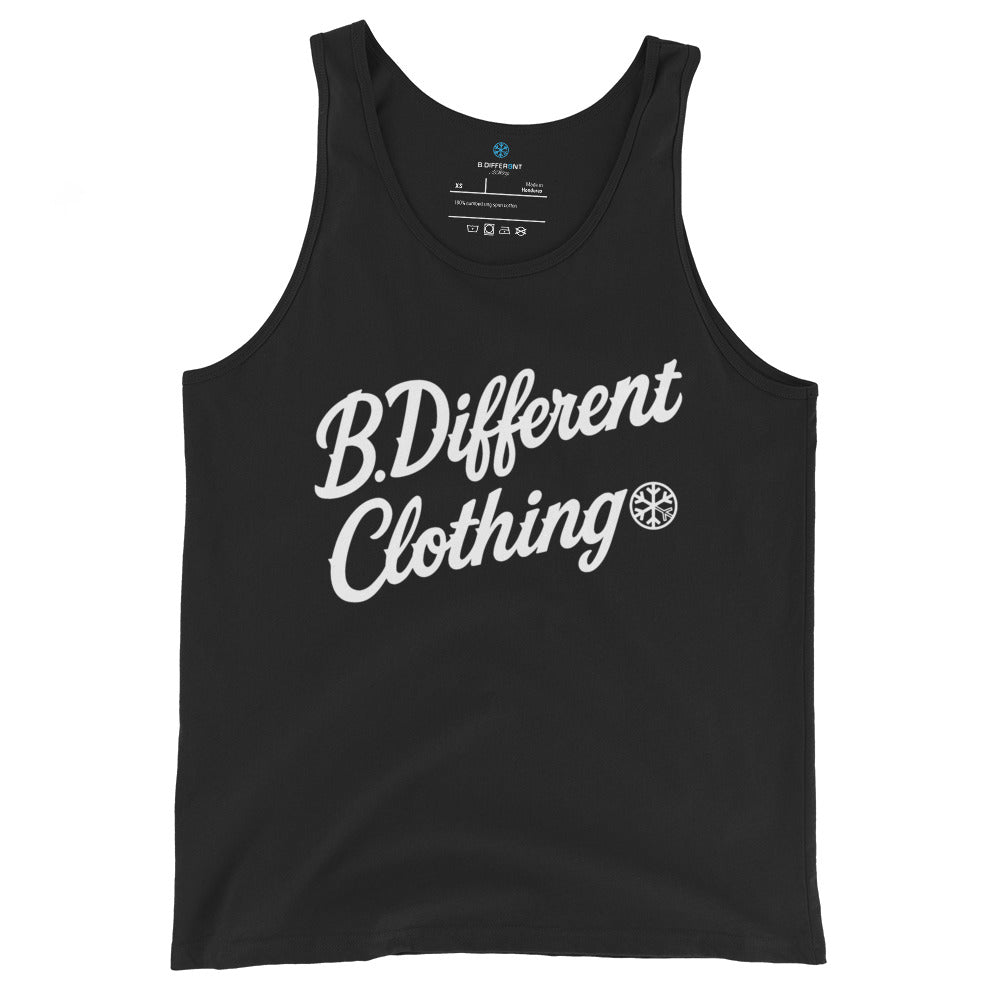 Black-The League Tank Top from B.Different Clothing, front view, graffiti-inspired streetwear