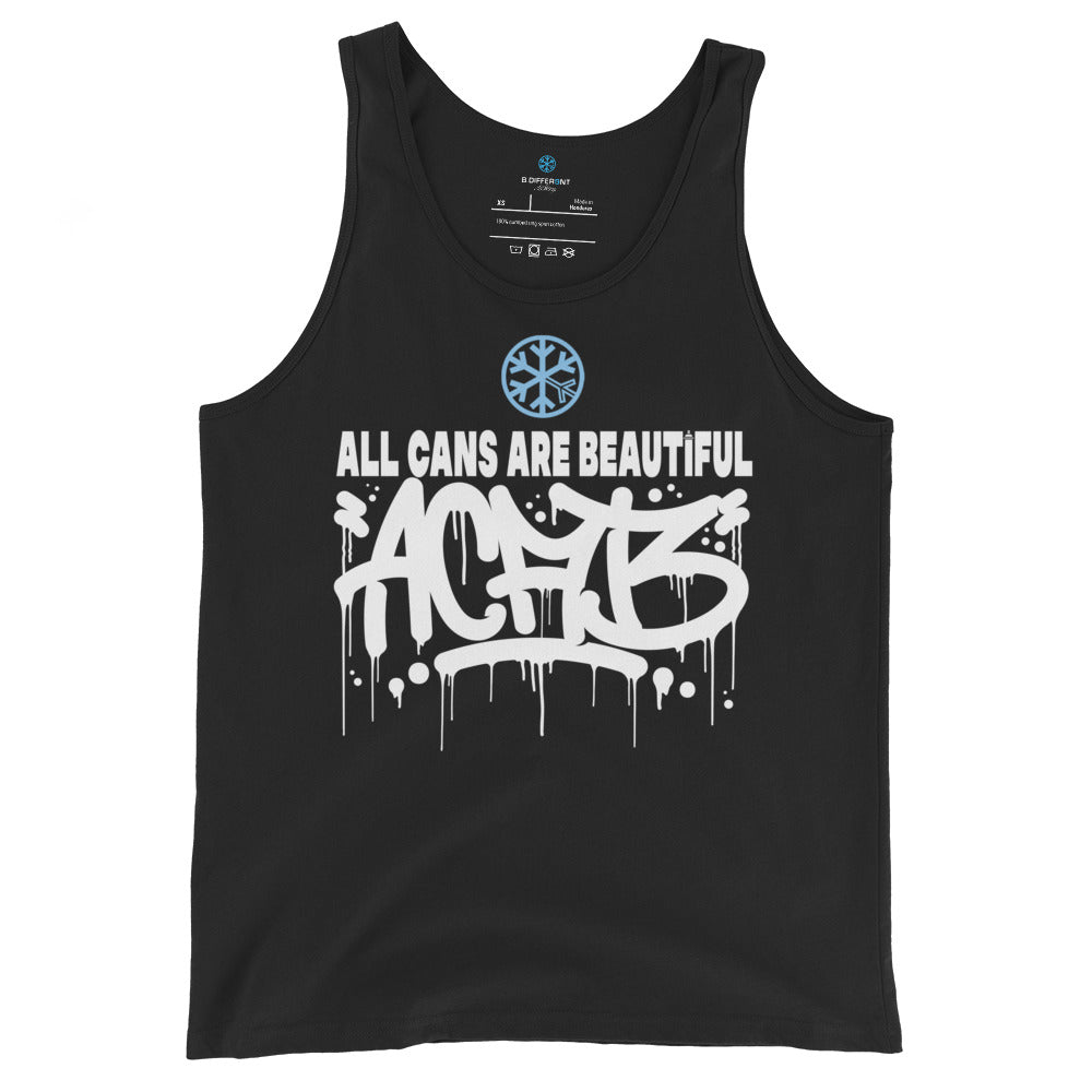 Black-Acab Graffiti Tag Tank Top from B.Different Clothing, front view, graffiti-inspired streetwear