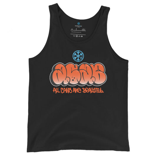 Black-ACAB Graffiti Throw-up Tank Top from B.Different Clothing, front view, graffiti-inspired streetwear