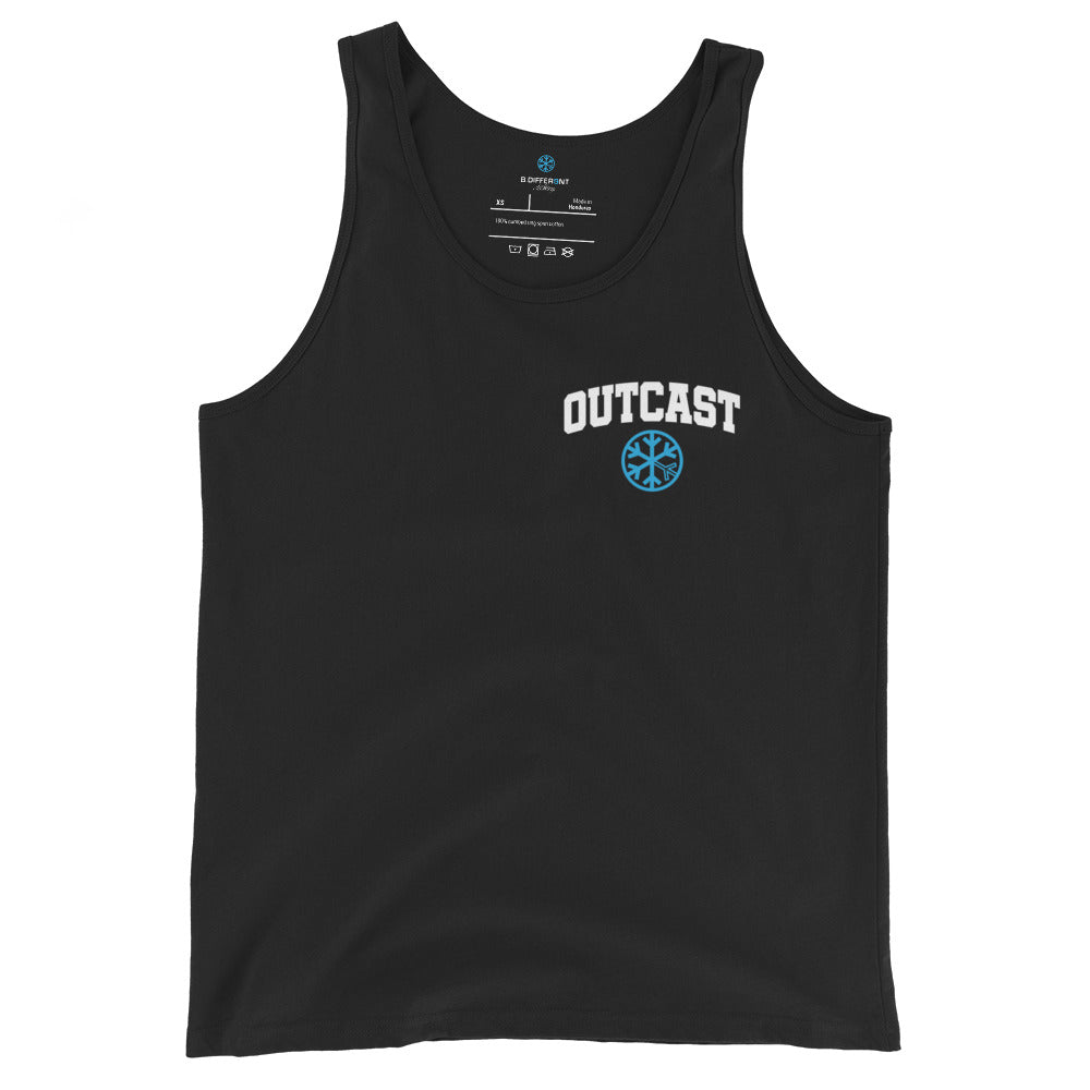 Black-Outcast Graffiti Character Tank Top from B.Different Clothing, front view, graffiti-inspired streetwear
