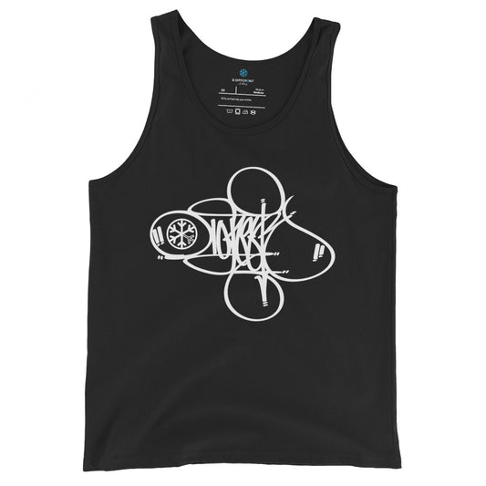 Black-Loner Tag by Graffiti Dad Tank Top from B.Different Clothing, front view, graffiti-inspired streetwear