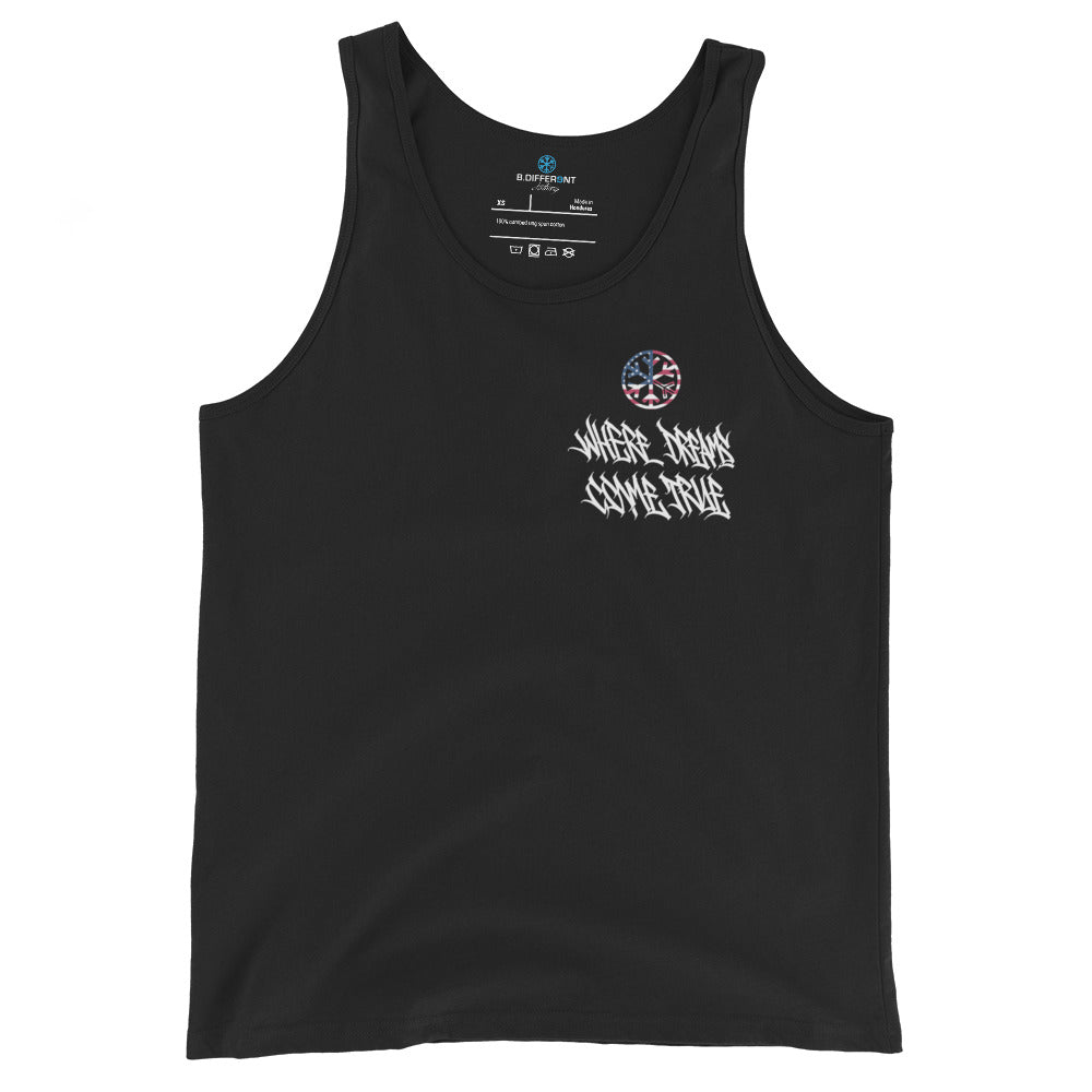 Black-Flag Graffiti Tank Top from B.Different Clothing, front view, graffiti-inspired streetwear