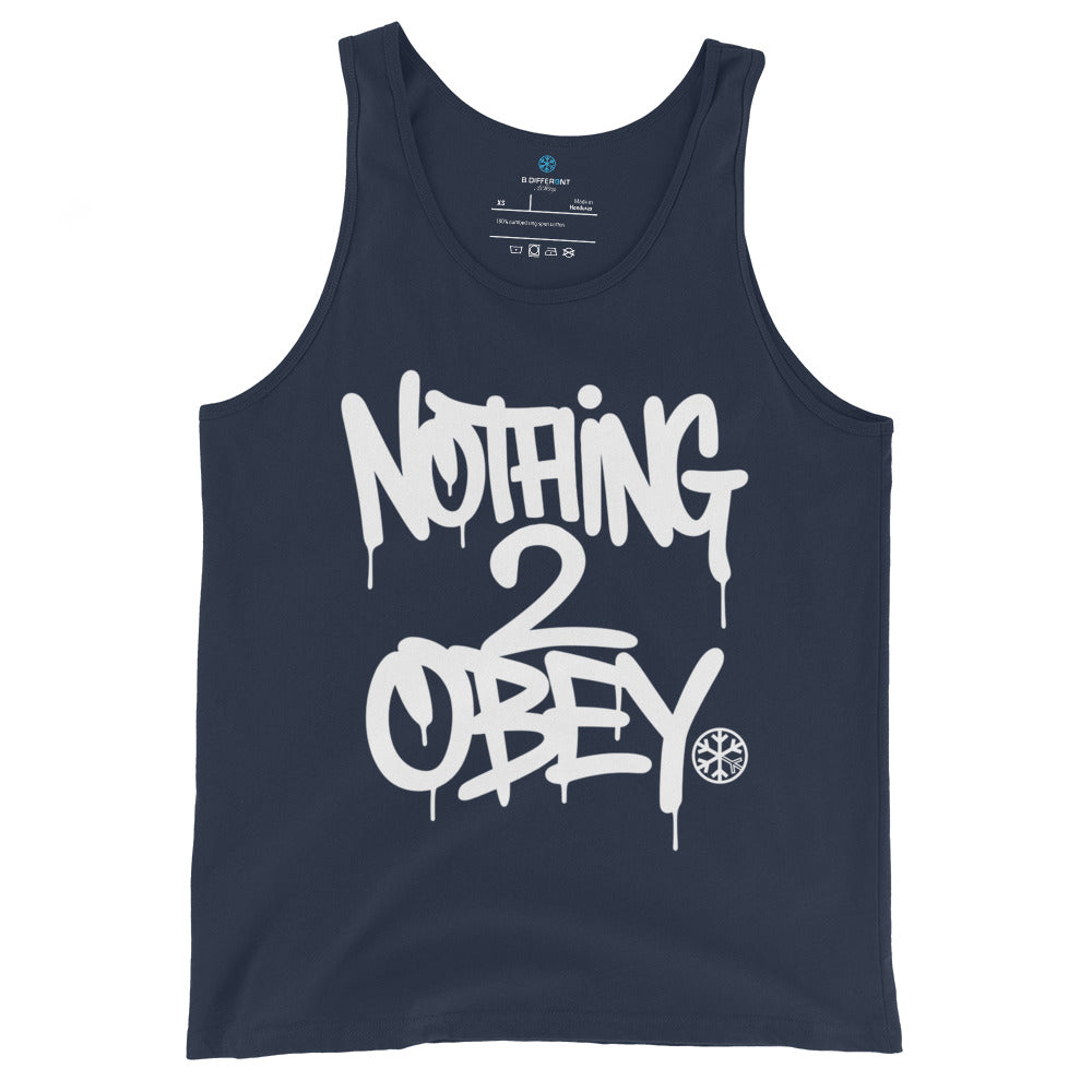 Navy-Nothing 2 Obey Graffiti Sweatshirt from B.Different Clothing, front view, graffiti-inspired streetwear