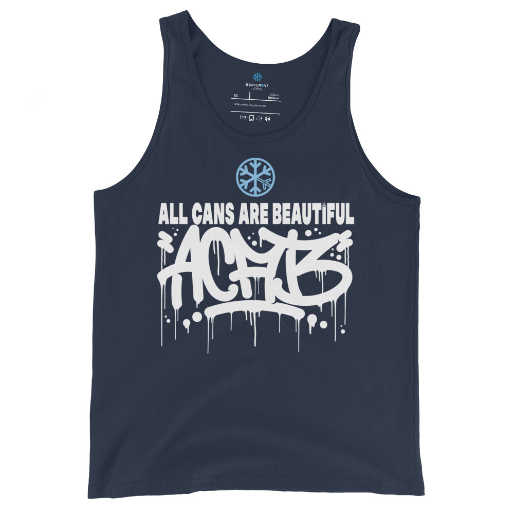 Navy-Acab Graffiti Tag Tank Top from B.Different Clothing, front view, graffiti-inspired streetwear