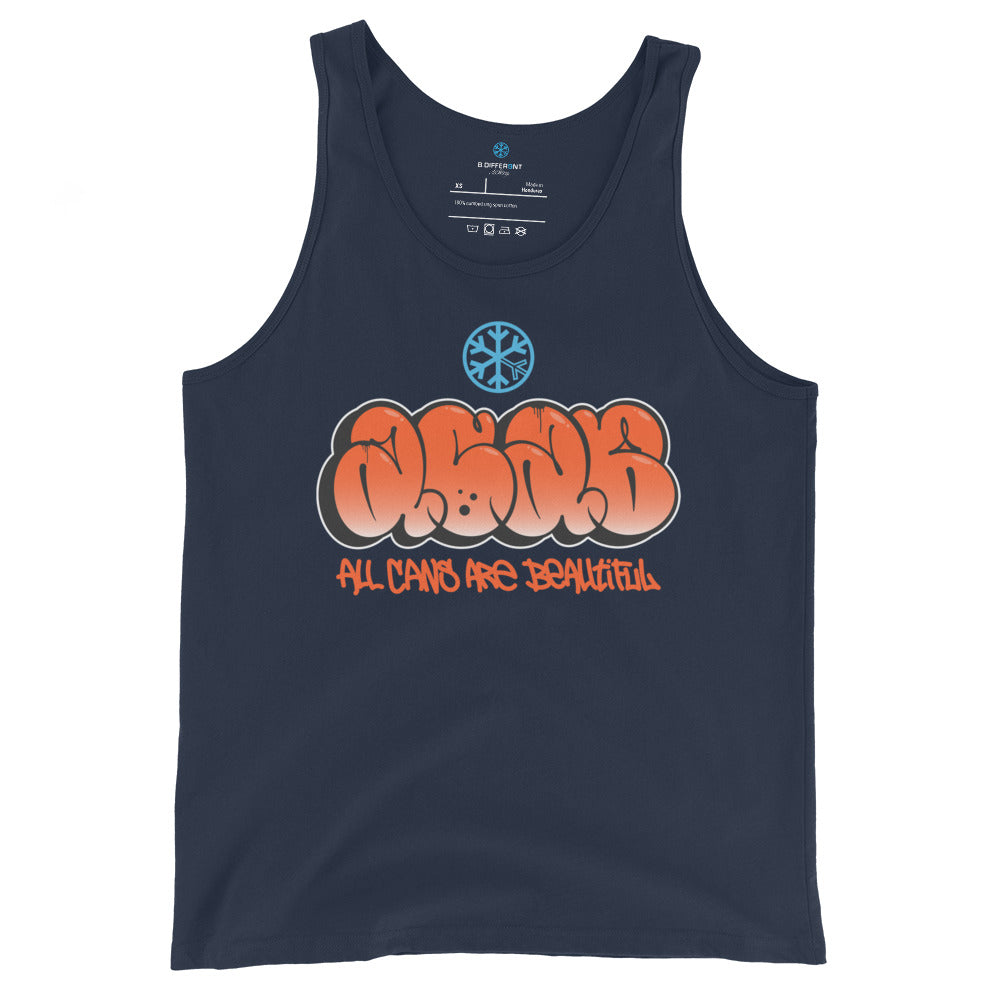 Navy-ACAB Graffiti Throw-up Tank Top from B.Different Clothing, front view, graffiti-inspired streetwear